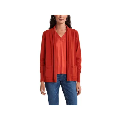 Produktbild von Comma Damen Strickjacke mit Schalkragen Rust L