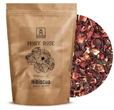 Produktbild von Mary Rose - Hibiskus Tee 250g - Getrocknete Sudanische Malve Blütenblätter - Natürlicher Farbstoff, Aroma - Ideal Für Tee, Kuchen, Deko - Ägypten