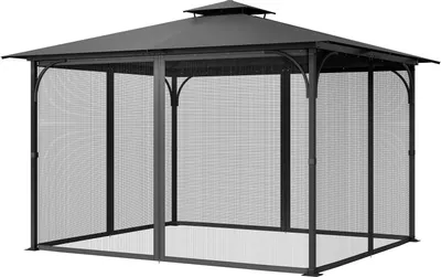 Produktbild von VEVOR Moskitonetz für Pavillon, Mückennetz, passend für 304,8x396,2x207,3 cm große Pavillons, Insektenschutz, 4-teiliger Seitenwand-Pavillonvorhang, mit Doppelreißverschluss (nur Netz)