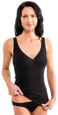 Produktbild von HERMKO 175803860 Damen BH-Hemd Unterhemd aus Baumwolle/ Modal, Farbe:schwarz, Größe:52/54 (XXL)