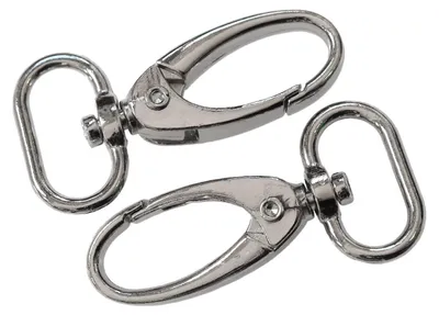 5x Metall Karabinerhaken, silberfarben 20x48 mm
