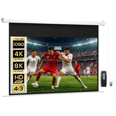 Produktbild von Projektionsleinwand – 293 x 193 cm (120 Zoll) – Hochauflösende 4K-Projektionsleinwand – Motorisierte Projektionsleinwand – 293 x 8 x 193 cm – Weiß