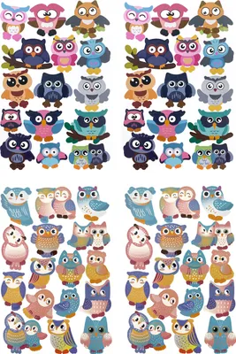 Produktbild von Oblique Unique Eulen Aufkleber Set Uhu Sticker 62 Stk. für Kinder Geburtstag zum Spielen Basteln Scrapbooking