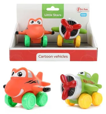 Produktbild von Toi-Toys - LITTLE STARS - 2 weiche PVC Flugzeuge - Cartoon vehicles Baby Spielzeugautos Autos Fahrzeug