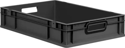 Produktbild von Eurobox NextGen Color | HxBxT 12x40x60cm | 23 Liter | Griffe schwarz offen | Glatter Boden | Schwarz | Eurobehälter, Transportbox, Transportbehälter, Stapelbehälter