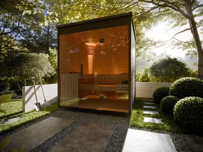 Produktbild von Swedheat Gartensauna Schwarz 28 mm Saunahaus, Fichte Massivholz, Infrarotkabine, Garten Sauna, Freistehend, Outdoor Sauna, Heimsauna, Wellness