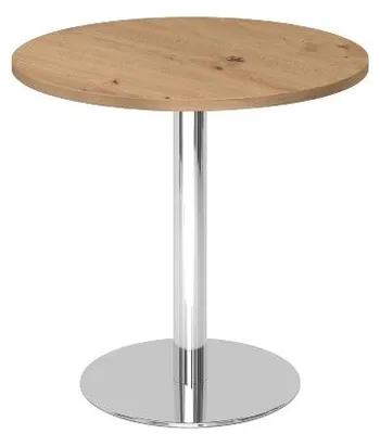 Produktbild von Bistro Tisch Beistelltisch Besprechungstisch 08 chrom 80 cm Durchmesser R = Asteiche
