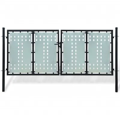 Zdjęcie produktu dla Brama ogrodzeniowa Brama ogrodowa podwójna czarna 300 x 175 cm