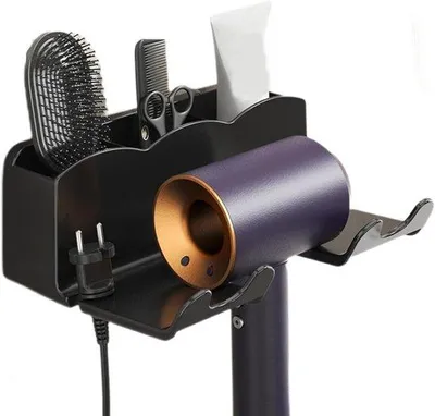 Productafbeelding van Wandhouder voor de badkamer, opbergrek voor haarstylinggereedschap, geen boren nodig, wandhouder voor de badkamer, organizer voor haarstylingproducten, geschikt voor de deur van een badkamermeubel