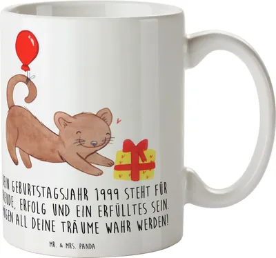 Produktbild von Mr. & Mrs. Panda Becher 1999 Geburtstag - Weiß - Geschenk, Geburtstagsjahr, Kaffeebecher, Geburtstagsgeschenk, schöne tasse, Träume wahr werden, Alter, Teetasse, Pott