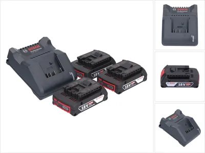Produktbild von Bosch GAL 18V-20 Akku Ladegerät 10,8 - 18 V 2 A ( 2607226281 ) + 3x GBA 18 V 2,0 Ah Akku ( 3x 1600Z00036 )