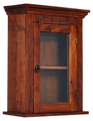 Immagine prodotto di MASSIVMOEBEL24 | vetrina in legno di Acacia 52x24x69 nougat laccato OXFORD #1002