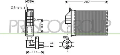 Produktbild von PRASCO FT019H001 Wärmetauscher Innenraumheizung Kühler für FIAT Seicento / 600 Schrägheck (187) Seicento / 600 Van (287)