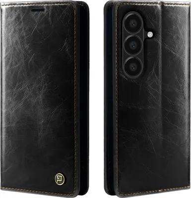 Produktbild von Handyhülle für Samsung Galaxy A57 5G Kunstleder Flip Vintage Cover Hülle RFID Schutz Case Kartenfach Farbe: Schwarz