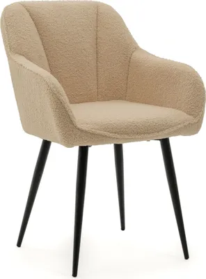 Produktbild von NEW HOME Glamour Stuhl LAGO gespolsterter Esszimmerstuhl Wohnzimmerstuhl mit Steppung - beige - moderne Samt Boucle Möbel