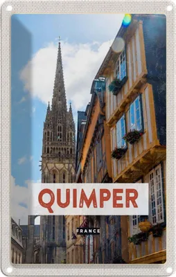Image de vianmo Plaque en tôle 18x12 cm Quimper France Kathedrale Geschenk