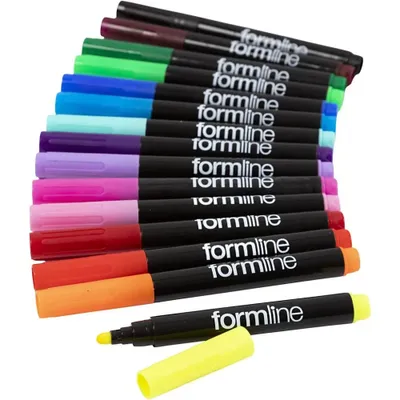 Imagen del producto de Creativ Company, rotuladores textiles de la línea Formline, grosor de línea de 4-5 mm, disponibles en varios colores, 15 unidades por caja