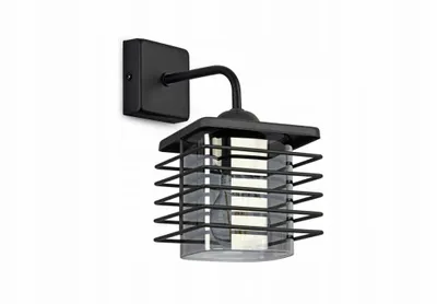 Produktbild von LUXOLAR Wandlampe LED Drahtabdeckung und Glasschirm E27 60W - Wandleuchte Innen für Wohnzimmer, Küchen - Schwarz