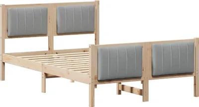 Image de vidaXL Structure de lit marron et gris clair, 120 x 200 cm, en bois massif de pin