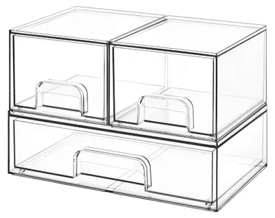 Produktbild von Aufbewahrungsbox mit 3 Schubladen, transparenter Schminktisch-Organizer, rutschfester Schubladen-Organizer für Badezimmer, Schminktisch, Schreibtisch