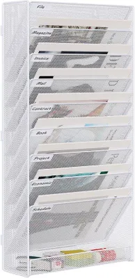 Immagine prodotto di Portadocumenti da tavolo in metallo bianco formato A4, supporto da parete, organizer per documenti, gancio
