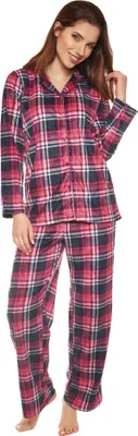 Produktbild von Moonline nightwear 2-teiliger Damen Hausanzug, XL, Flanell-pink-Karos