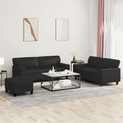 Produktbild von Cloris DesignMöbel 3-tlg. Sofagarnitur Schwarz Kunstleder , Schlafsofas 2024 Neu