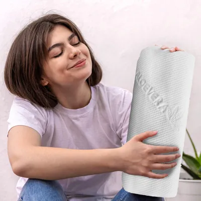 Produktbild von Knie- und Nackenrolle aus Memory-Schaum, Weiß, 40 x 15 cm, mit Aloe Vera Bezug, abnehmbar und waschbar