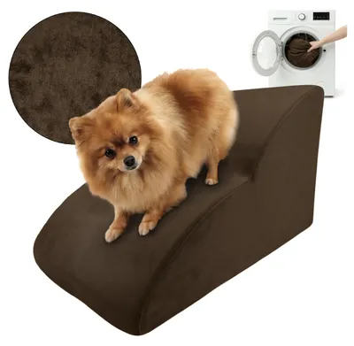 Produktbild von Muralo Treppe für Hund und Katze RAMPE HUNDETREPPE Treppe für Haustiere 2 Stufen Braun Royal Stoff