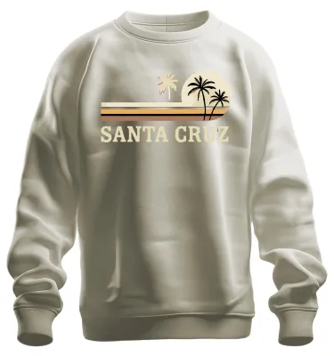 Produktbild von SANTA CRUZ Surfen Kalifornien Strand Palmen Vintage Retro Sweatshirt Pullover, Natur, L