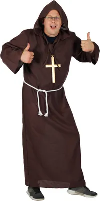A man wearing a monk costume.