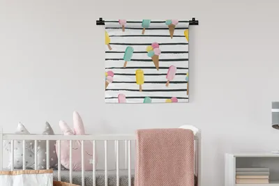 Produktbild von MuchoWow® Wandteppich Wandbehang Eiscreme - Sommer - Muster 60x60 cm Tapisserie Dekoration Wandtuch - Dekorationen - Wand Decke