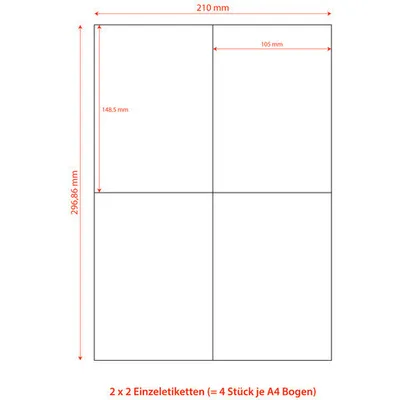 Produktbild von 4000x Etiketten Labels selbstklebend weiß 105 x 148.5mm auf DIN A4