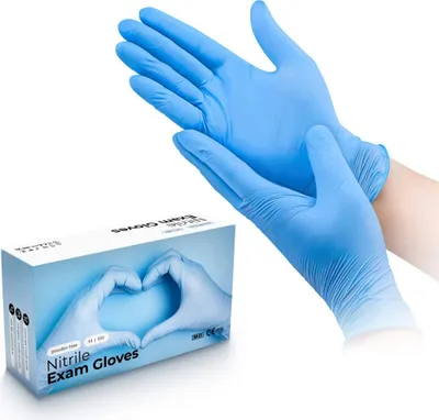 Obrázok produktu pre Nitrilové rukavice Miras M – balenie po 100 ks, modré – bez púdru, bez latexu, pre domácnosť a ordináciu