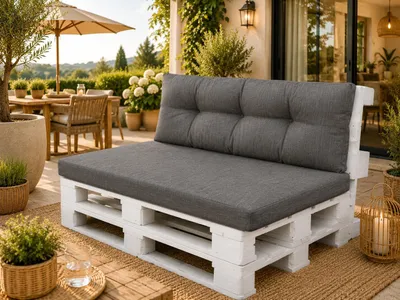 Produktbild von Best for Garden Sitzkissen Palettenkissen für 2 Personen mit Rückenteil für Bank Bankauflage 120x80x10-16 cm