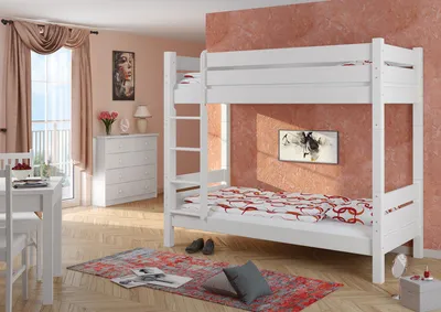 Produktbild von Etagenbett für Erwachsene wählbares Zubehör 80x200 weiß Nische 100 teilbar V-60.16-08WT100ohne Zubehör