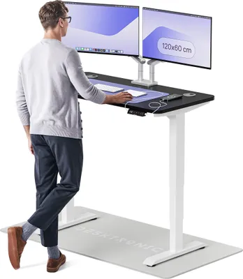 Produktbild von Desktronic HomePro Elektrisch höhenverstellbarer Schreibtisch 120x60cm Weiß/Schwarz mit Memory-Funktion, Anti-Kollisions Technologie, USB-A und USB-C-Ladeanschlüssen