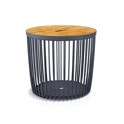 Produktbild von nabbi Universalkorb aus Kunststoff mit Bambusdeckel ICLU50T 50 l - Anthrazit