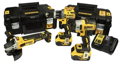 DEWALT Akku-Kombiset 18V DCK384P2T mit Bohrschrauber, Schlagschrauber und Winkelschleifer
