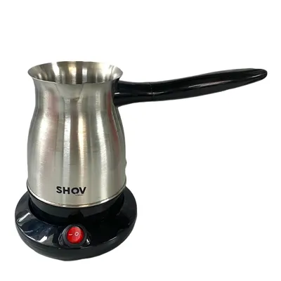 Produktbild von Shov Türkischer Kaffeekocher | Kabelloser Mokkakocher elektrisch | 5 Tassen (450ml), 600W | Edelstahlgehäuse, 360° drehbar, Überhitzungsschutz | Traditionelle Cezve für Türkischen Kaffee