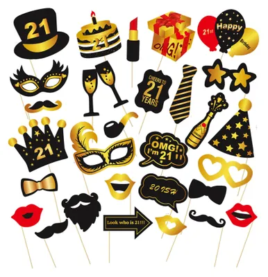 30-tlg. DIY Fotobox-Requisiten-Set für 21. Geburtstag