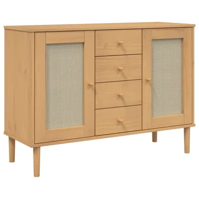 Obrázek produktu pro Příborník SENJA ratanový vzhled hnědý 112 x 40 x 80 cm borovice