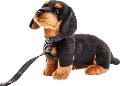 Produktbild von Uni-Toys - Dackel (mit Leine) - 27 cm (Länge) - Plüsch-Hund, Haustier - Plüschti