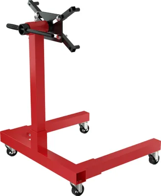 Produktbild von UISEBRT Motorständer 570 kg Rot, 360° drehbar und arretierbar, Verstellbare Montagearme, 4 Lenkrollen, Robust aus Stahl für Werkstatt und Gewerbe