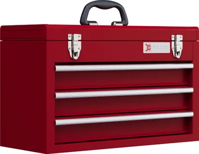 Image de Coffre à outils DURHAND vide, 51 x 22 x 32 cm, avec 3 tiroirs, rouge