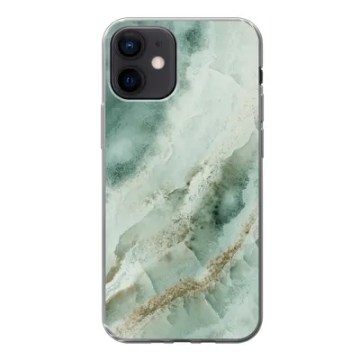 Produktbild von MuchoWow® Handyhülle Schutzhülle Hülle für iPhone 12 Naturstein - Grün - Chic Silikon Softcase Handy Hülle - Schutzhülle
