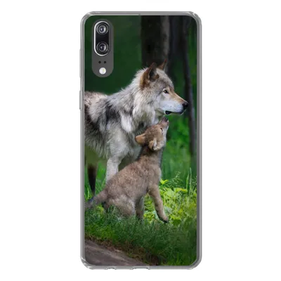 Produktbild von MuchoWow® Handyhülle Schutzhülle Hülle für Huawei P20 Wolf - Baby - Wald Silikon Softcase Handy Hülle - Hardcover