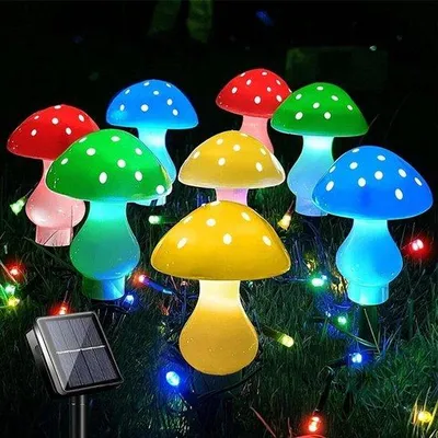 Immagine prodotto di Catena luminosa a pannello solare con 8 LED per esterni, decorazione da giardino, lampada da vialetto - colorata