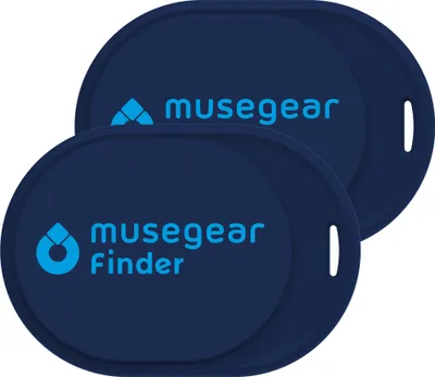 Produktbild von musegear® Schlüsselfinder Mini mit Bluetooth App I Keyfinder laut für Handy in dunkelblau - 2er Pack I GPS Ortung/Kopplung I Schlüssel Finden
