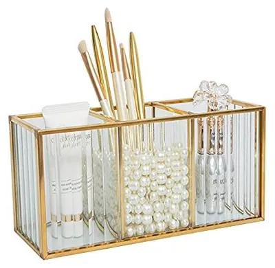 Produktbild von Make-up-Organizer, Pinselhalter, Stiftehalter, Schreibtisch-Organizer, Kosmetikaufbewahrung für Pinsel, Eyeliner und Lippenstift.